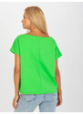 Fashionhunters Světle zelená asymetrická halenka jedné velikosti s výšivkou