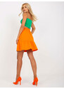 Fashionhunters Oranžová mini mikinová sukně s volánem