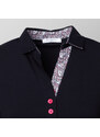 Willsoor Dámské polo tričko černé barvy s kontrastními prvky ve vzoru paisley 14127