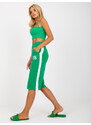 Fashionhunters Zelená bavlněná mikinová sukně s kravatou
