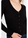 Trendyol Black Basic Pletené zboží s výstřihem do V Cardigan Pletené oblečení Cardigan