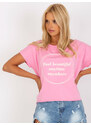 Fashionhunters Růžová široká halenka jedné velikosti s krátkými rukávy