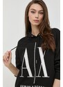 Bavlněná mikina Armani Exchange dámská, černá barva, s aplikací