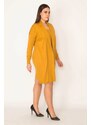 Şans Women's Plus Size Mustard Front Dress Cardigan