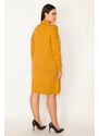 Şans Women's Plus Size Mustard Front Dress Cardigan