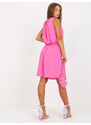 Fashionhunters Růžové šaty jedné velikosti ke kolenům