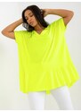 Fashionhunters Fluo žlutá tunika s výstřihem do V pro každodenní nošení