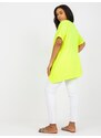 Fashionhunters Fluo žlutá viskózová tunika plus size velikosti s krátkým rukávem