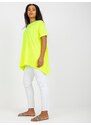 Fashionhunters Fluo žlutá viskózová tunika plus size velikosti s krátkým rukávem