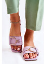Kesi Dámské klasické kožené pantofle s zdobením fialový Shilla