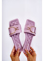Kesi Dámské klasické kožené pantofle s zdobením fialový Shilla