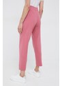 Kalhoty Tommy Hilfiger dámské, růžová barva, hladké