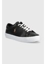 Kožené sneakers boty Polo Ralph Lauren Longwood černá barva