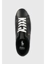 Kožené sneakers boty Polo Ralph Lauren Longwood černá barva
