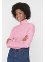 Trendyol Pink Padded Stand Up Knitwear Sweater