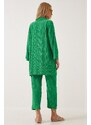 Happiness İstanbul Women's Green Kimono Pants Knit Set
