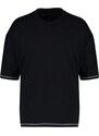 Trendyol Black Oversize/Wide Cut Crew Neck Short Sleeve Embroidered 100% Cotton T-Shirt