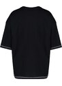 Trendyol Black Oversize/Wide Cut Crew Neck Short Sleeve Embroidered 100% Cotton T-Shirt