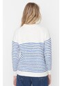 Trendyol Ecru Soft Textured Striped Knitwear Sweater