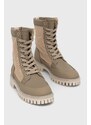 Nízké kozačky Tommy Hilfiger Th Casual Lace Up Boot dámské, béžová barva, na plochém podpatku