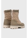 Nízké kozačky Tommy Hilfiger Th Casual Lace Up Boot dámské, béžová barva, na plochém podpatku