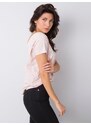 Fashionhunters Světle růžové tričko s výstřihem na zádech