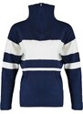 Trendyol Navy Wide Fit Základní pletený svetr s barevným blokem