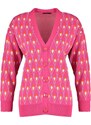 Trendyol Fuchsia Jacquard Knitwear Cardigan