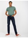 Fashionhunters Tmavě modré pánské džínové kalhoty slim fit