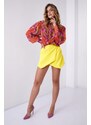 FASARDI Elegantní žluté zavinovací sukně-šortky