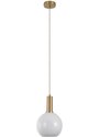 Nordic Living Bílo zlatá skleněná závěsná lampa Tabea 20 cm