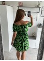 NoName Letní květinkové šaty s kabelkou UNI zelené
