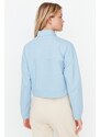 Trendyol Blue Zipper Detail Stand-Up Collar Knitted Sweatshirt