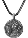 Manoki Ocelový náhrdelník Thomas - starožitná mince se lvem
