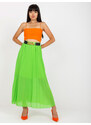 Fashionhunters Světle zelená plisovaná sukně s maxi délkou
