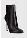 Kožené kotníkové boty Guess Reddi dámské, černá barva, na podpatku
