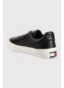 Kožené sneakers boty Tommy Jeans Leather Soccer Vulc černá barva