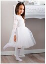 Ewa line Princess krajkové šaty s maxi tylovou sukní bílé