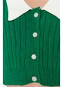 Trendyol zelený super crop žebrovaný pletený svetr