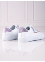 White Shelvt baby sneakers with pink glitter