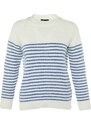 Trendyol Ecru Soft Textured Striped Knitwear Sweater