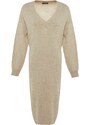 Trendyol Stone Maxi Knitwear V Neck Dress