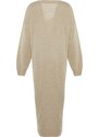 Trendyol Stone Maxi Knitwear V Neck Dress