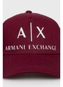 Bavlněná čepice Armani Exchange vínová barva, s aplikací, 954039 CC513 NOS