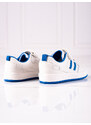 Shelvt children's sneakers made of eco leather white and blue