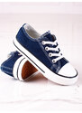 Navy blue Vico children's sneakers with elastic bands