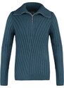 Trendyol Indigo Men's Slim Fit Half Turtleneck Turtleneck Zipper Knitted Detailed Knitwear Sweater
