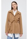 Vlněný kabát Calvin Klein hnědá barva,