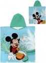 Himatsingka EU Dětské / chlapecké plážové pončo - osuška s kapucí Disney - Mickey Mouse - 100% bavlna s gramáží 320 gr./m² - 60 x 120 cm