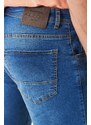 AC&Co / Altınyıldız Classics Men's Blue Comfort Fit Comfortable Cut, 5 Pockets Flexible Denim Jeans Shorts.
